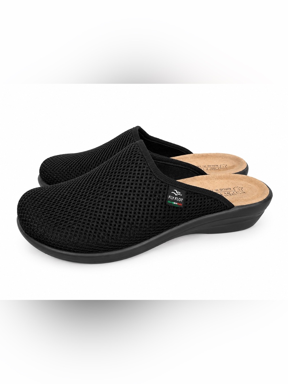 Fly Flot Italy Mesh Comfort Clogs Slippers Black EU 39 US 8.5 Anti Shock